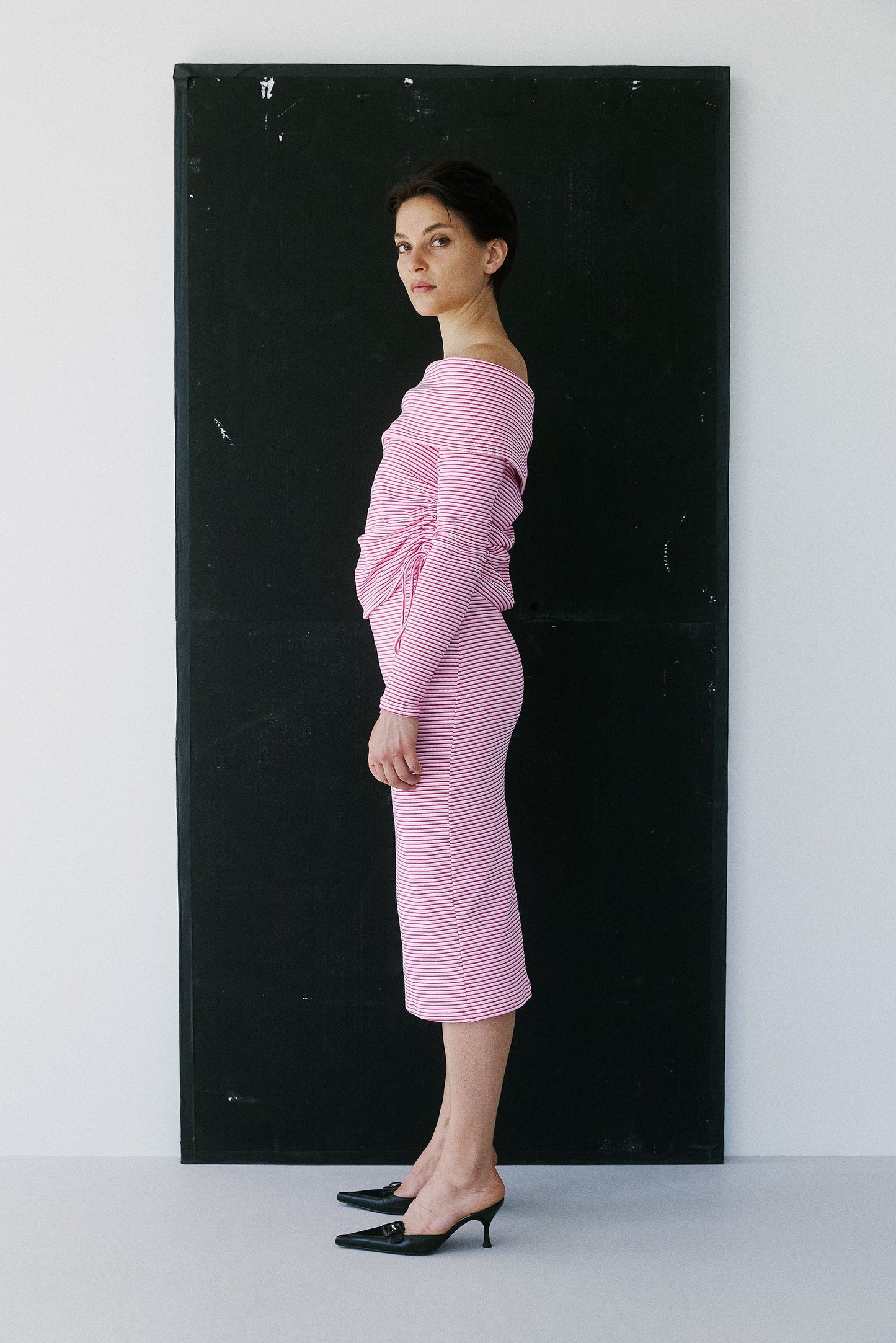Bari Drop Shoulder Long Sleeve - Pink Stripes