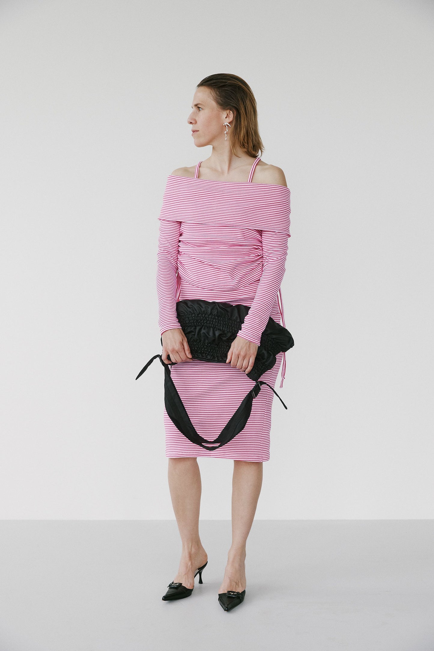 Bari Drop Shoulder Long Sleeve - Pink Stripes