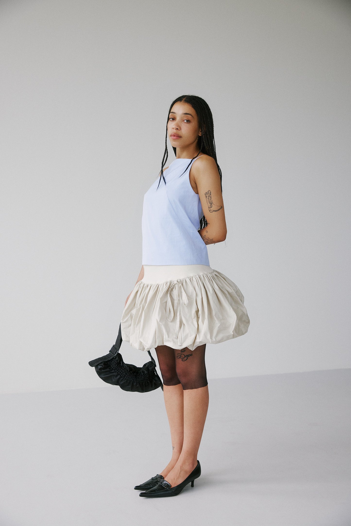Bergamo Highneck Top - Light Blue