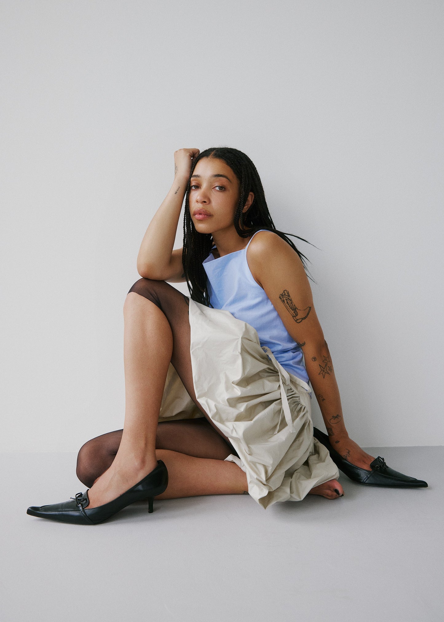 Bergamo Highneck Top - Light Blue