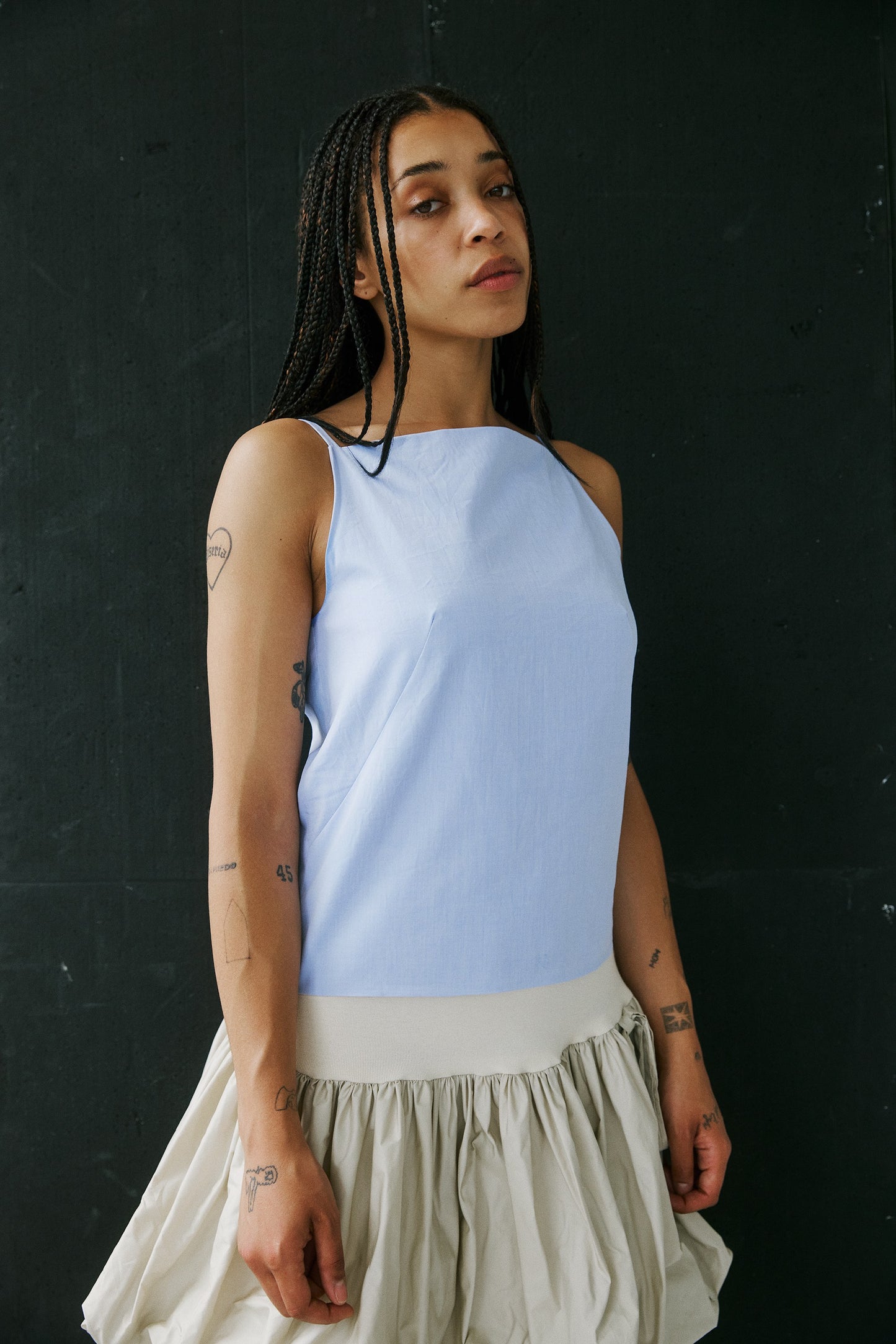 Bergamo Highneck Top - Light Blue