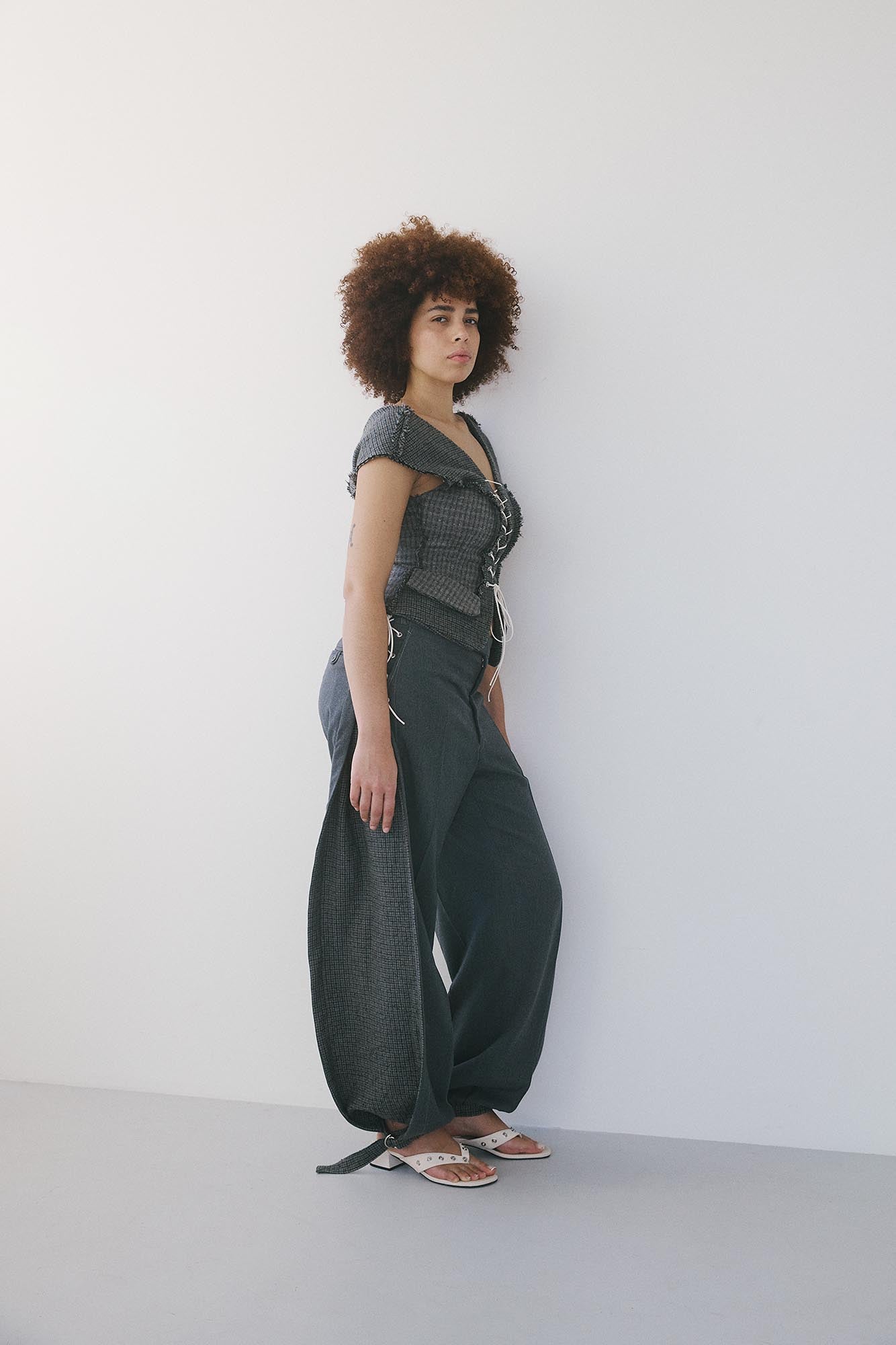 Noailles Pants Heavy Wool Topstitch Edition -Grey