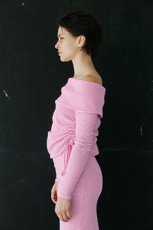 Bari Drop Shoulder Long Sleeve - Pink Stripes