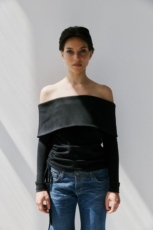 Bari Drop Shoulder Long Sleeve - Black