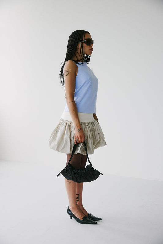 Bergamo Highneck Top - Light Blue