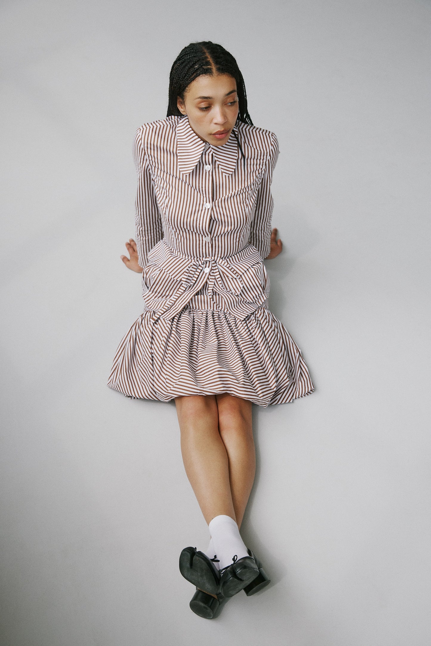Genova Skirt - Brown and White Stripes