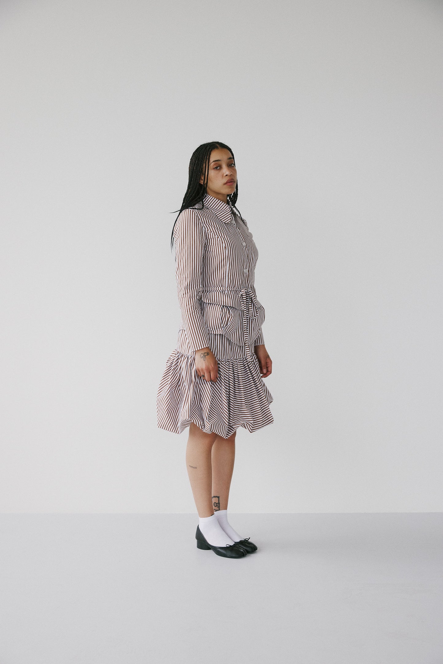 Genova Skirt - Brown and White Stripes