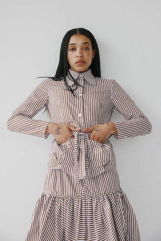 Siracusa Shirt - Brown and White Stripes