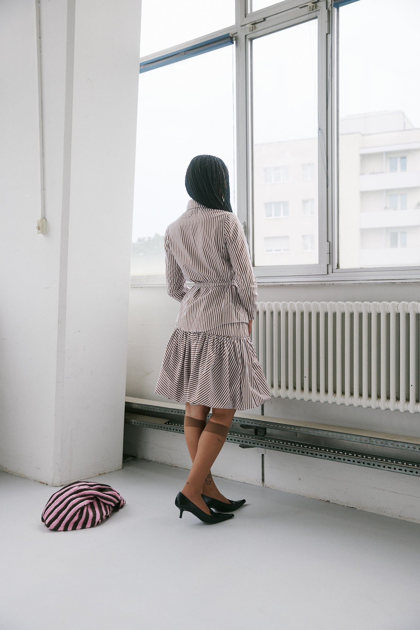 Genova Skirt - Brown and White Stripes