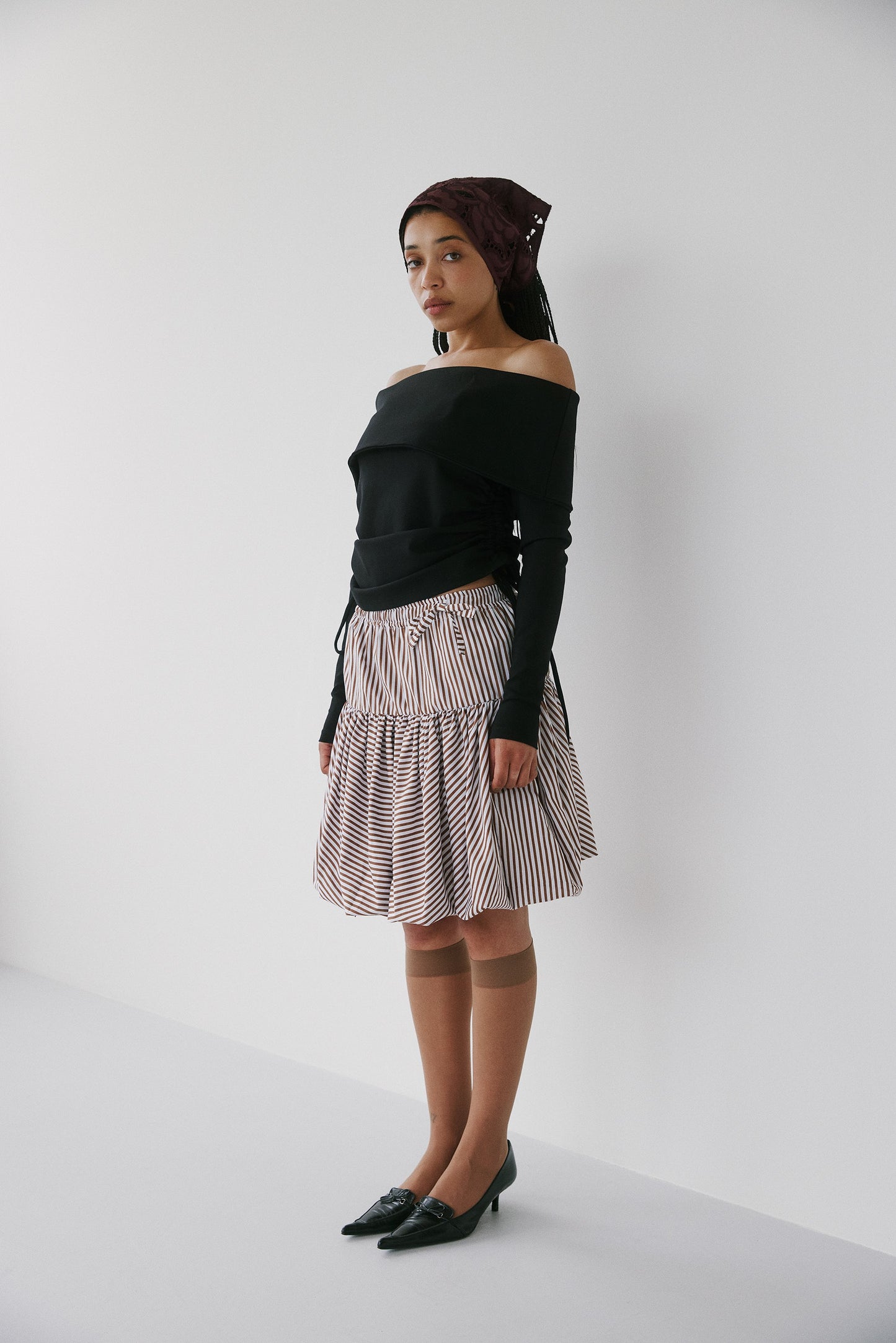 Genova Skirt - Brown and White Stripes