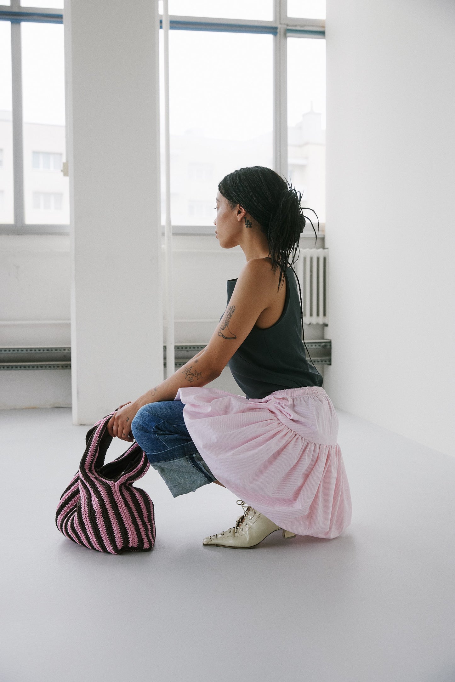 Genova Skirt - Pink and White Stripes