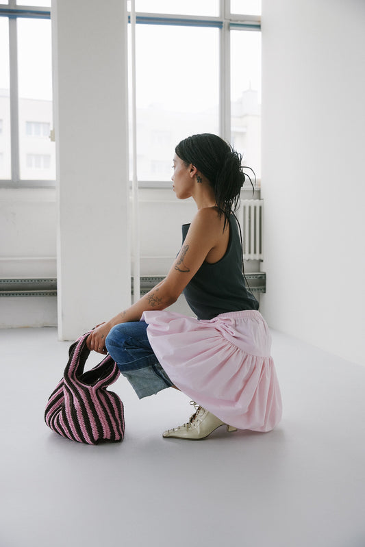 Genova Skirt - Pink and White Stripes