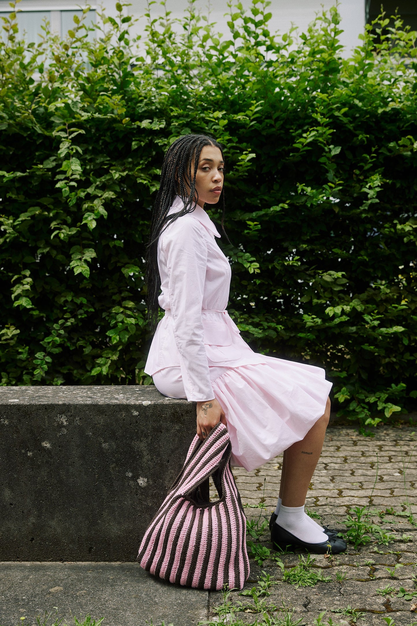 Genova Skirt - Pink and White Stripes