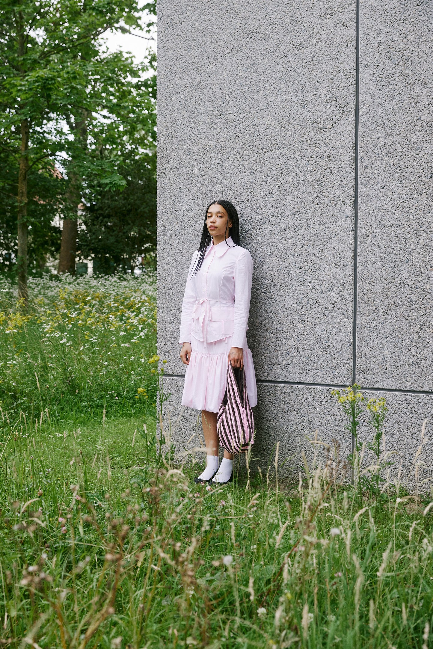 Genova Skirt - Pink and White Stripes