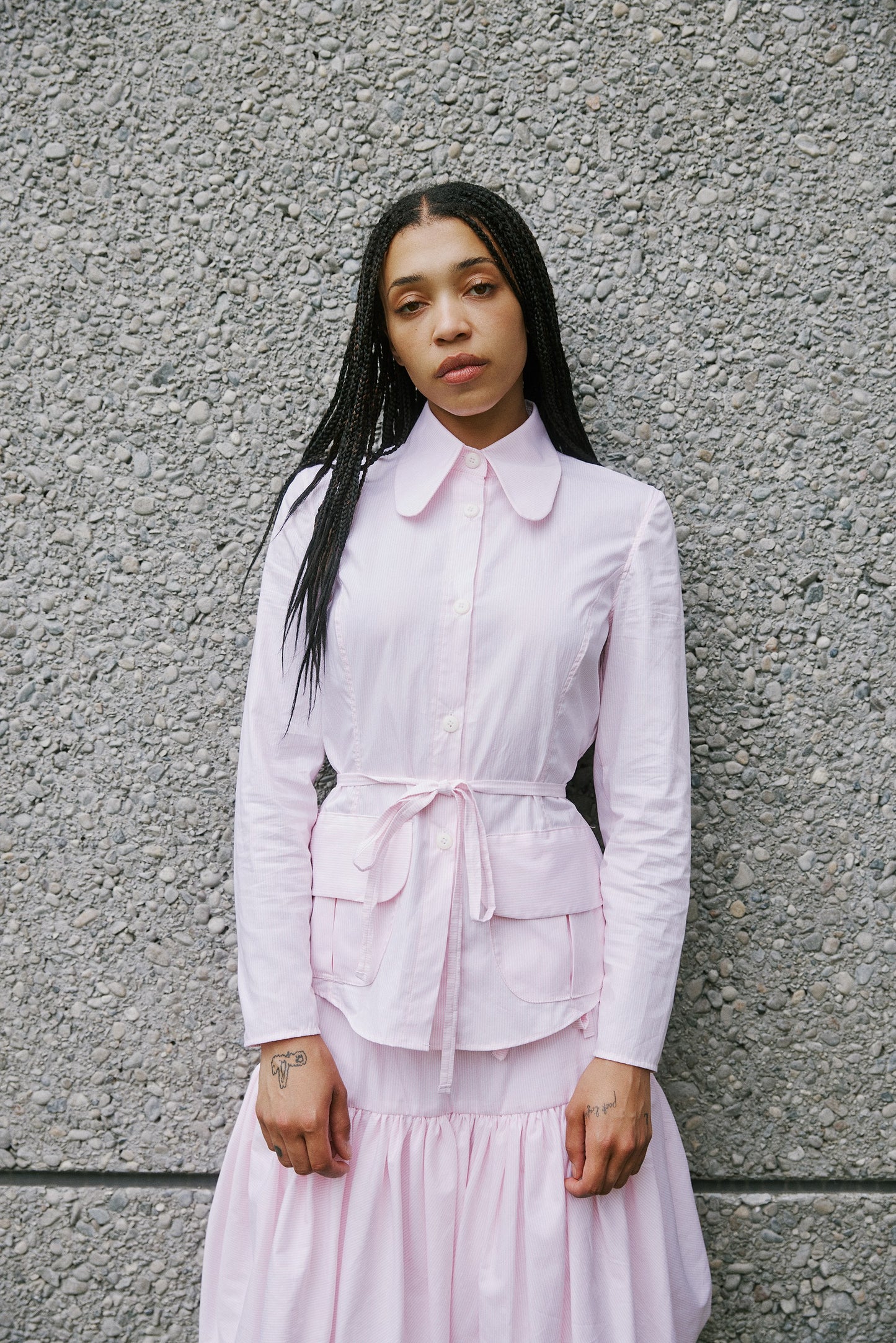 Genova Skirt - Pink and White Stripes