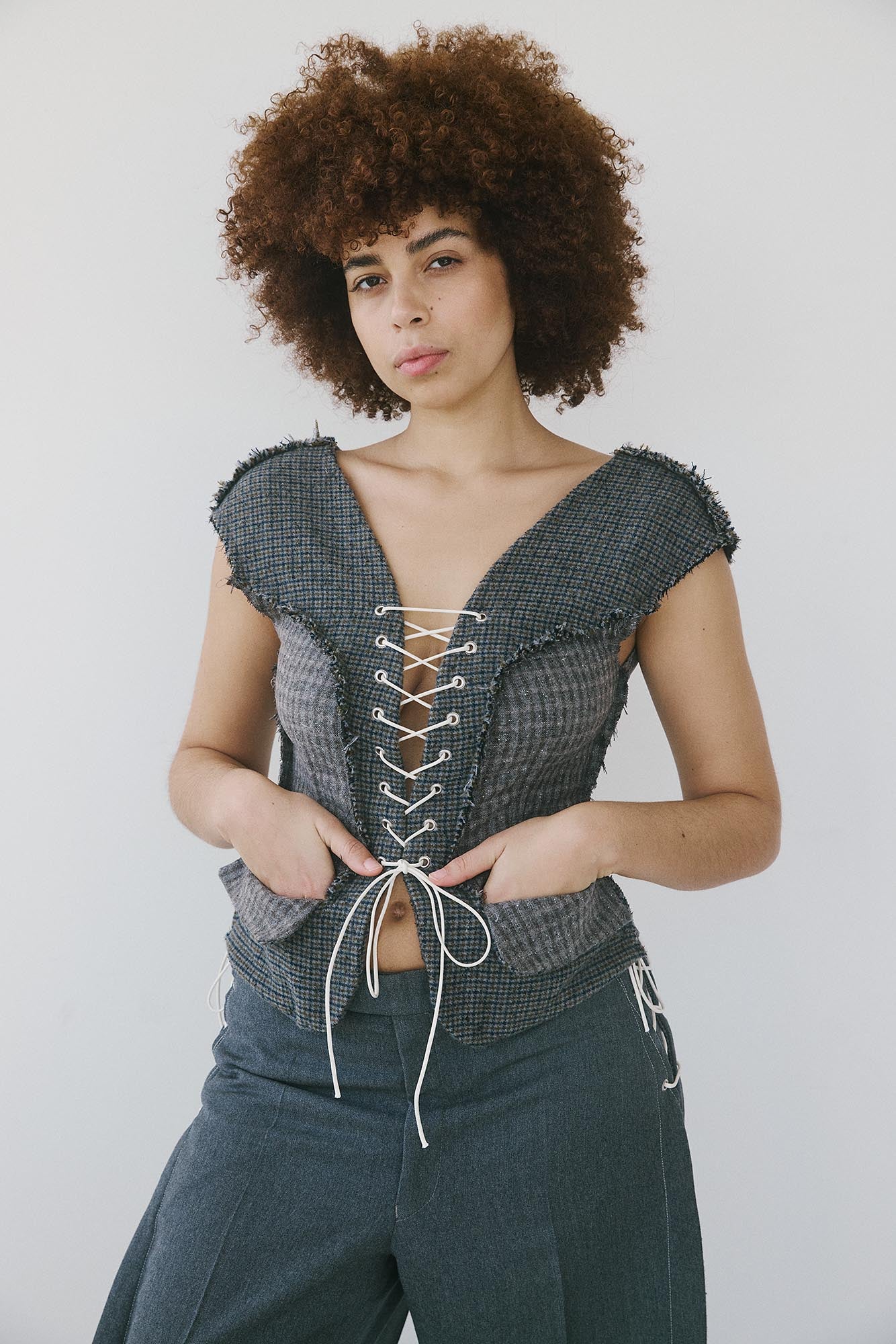 Nico Robin Corset -  Grey Check