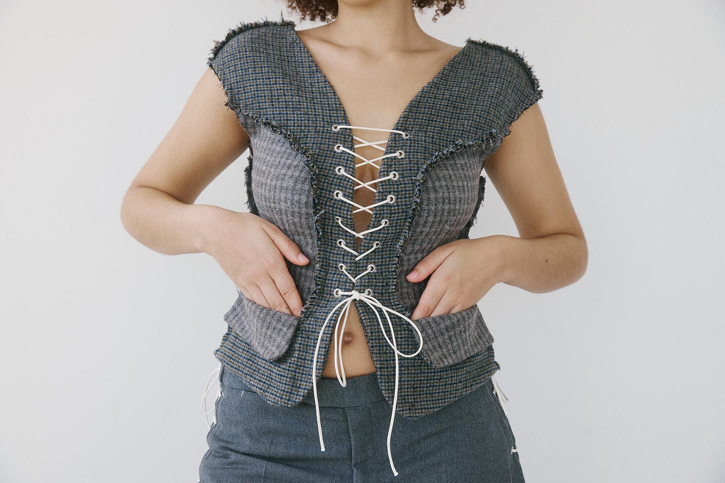 Nico Robin Corset -  Grey Check