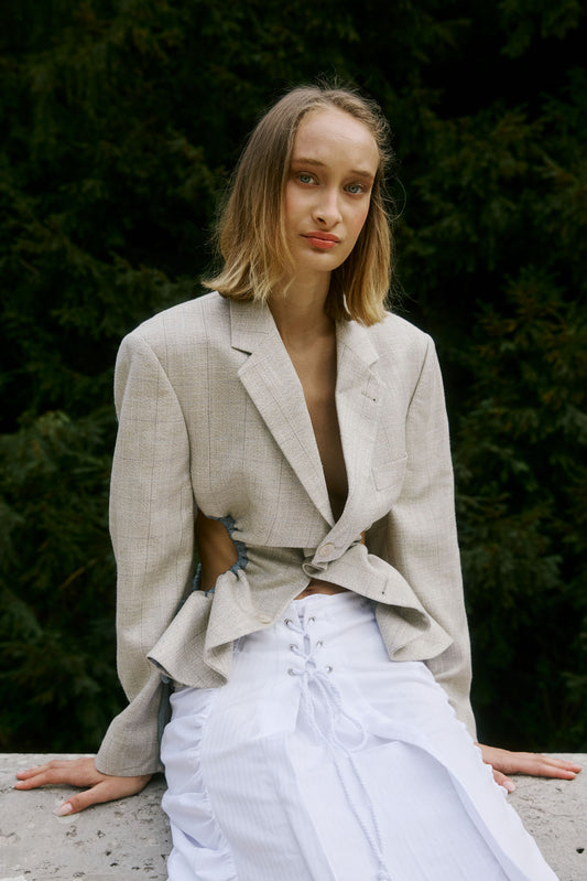 Liz Tailored Jacket – Soft Grey Check 
