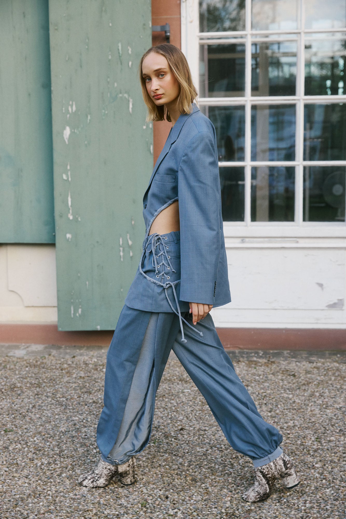 Aoyama Set – Slate Blue Check