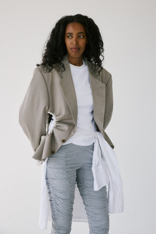 Liz Tailored Jacket – Beige Cotton Moleskin 