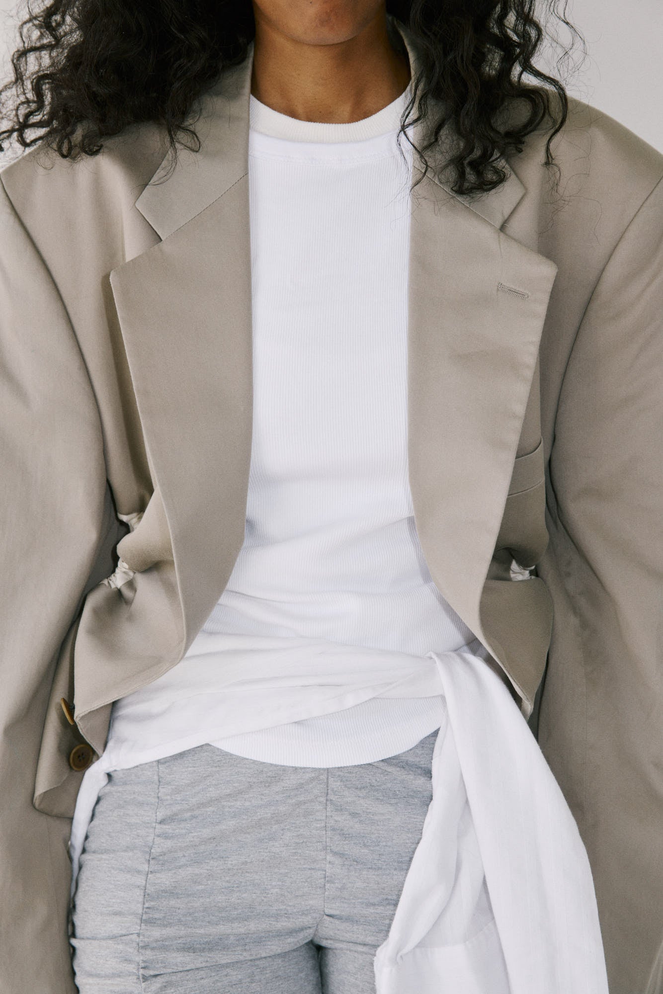 Liz Tailored Jacket – Beige Cotton Moleskin 