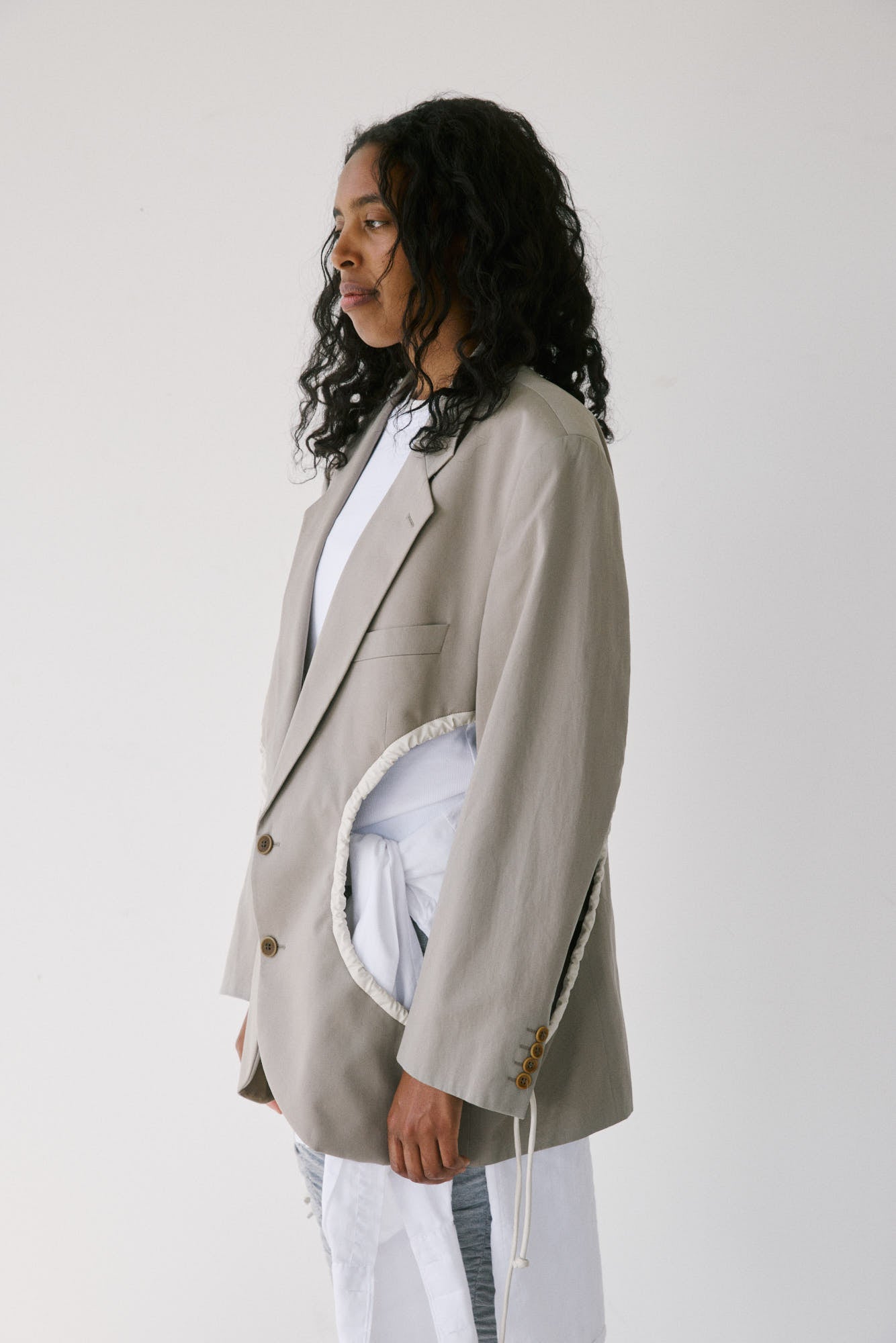 Liz Tailored Jacket – Beige Cotton Moleskin 