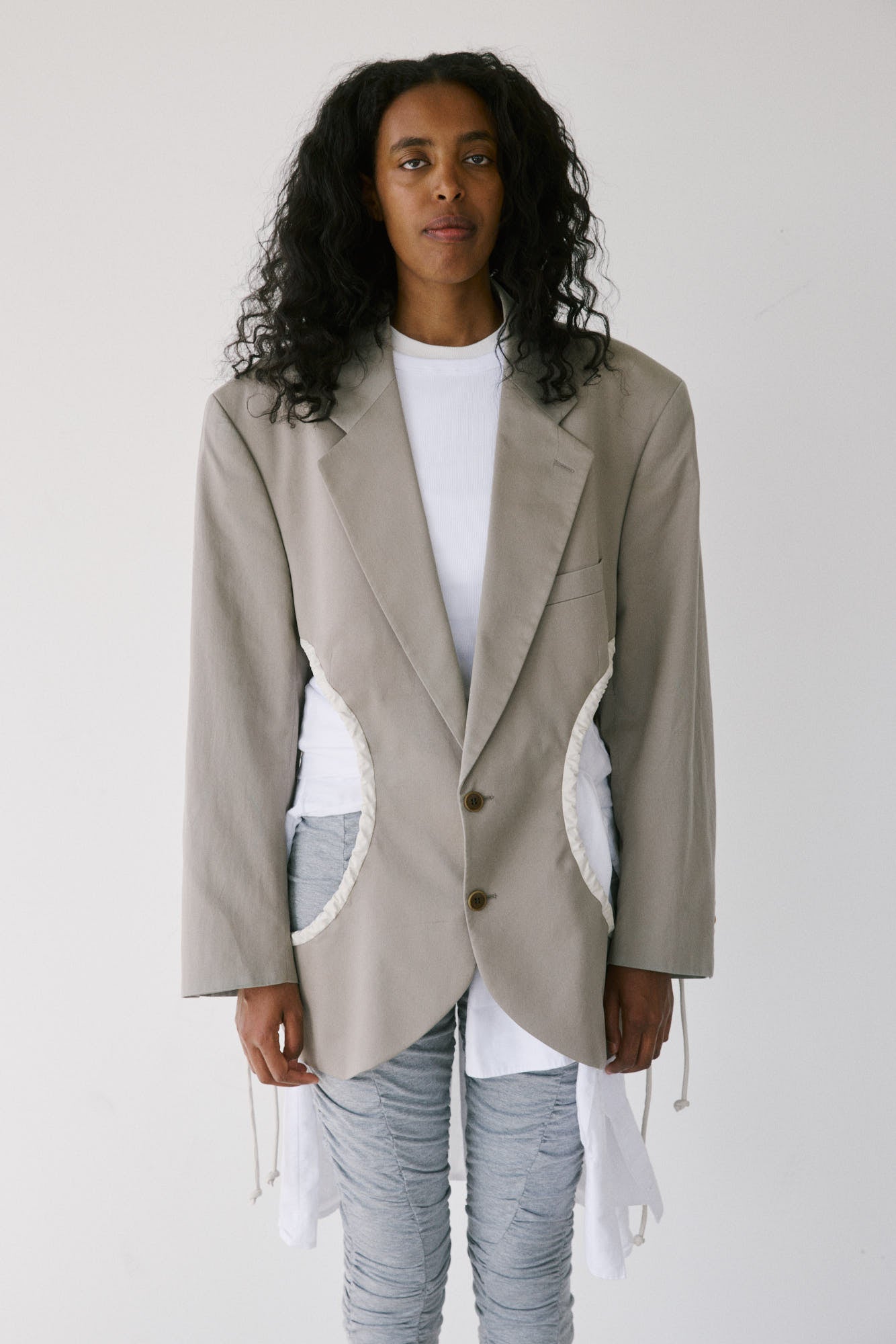 Liz Tailored Jacket – Beige Cotton Moleskin 