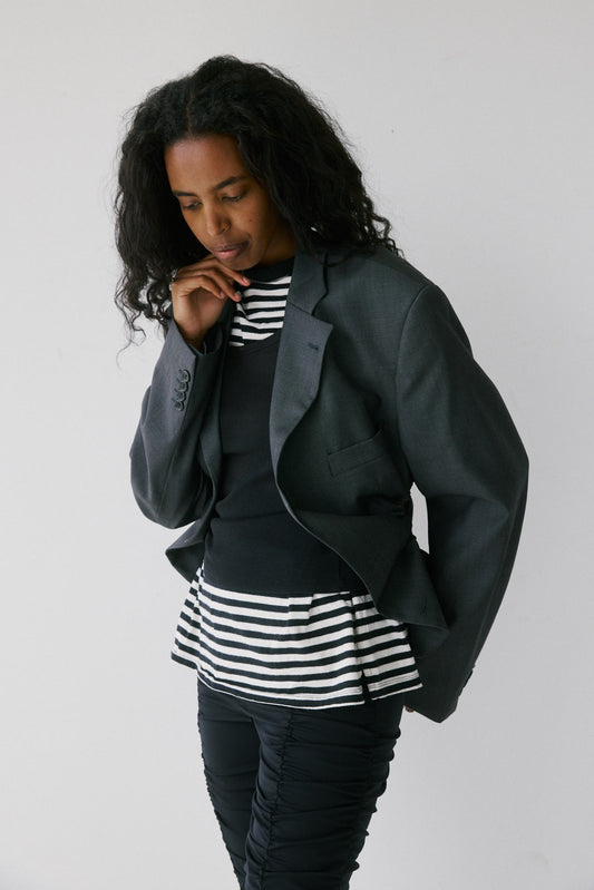 Liz Tailored Jacket – Charcoal/Brown 