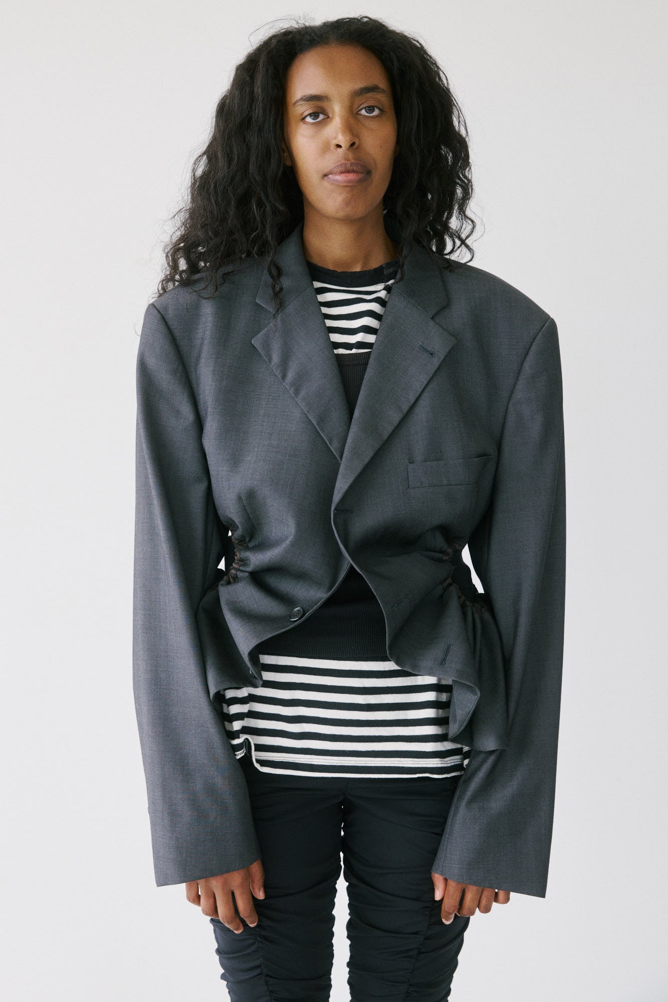 Liz Tailored Jacket – Charcoal/Brown 