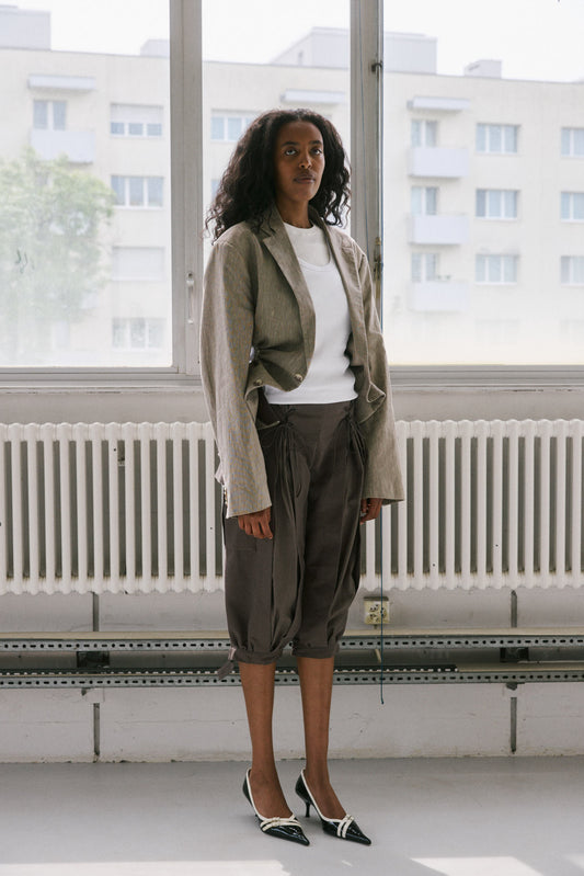 Liz Tailored Jacket – Beige Linen