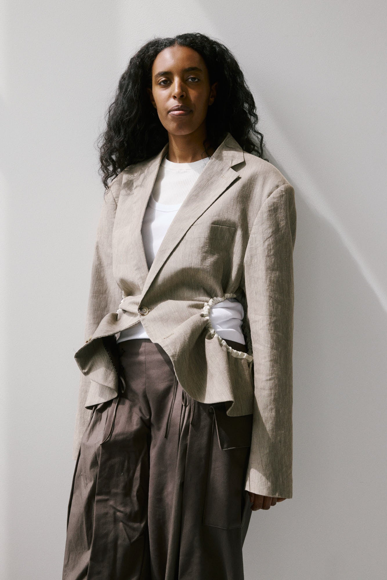 Liz Tailored Jacket – Beige Linen