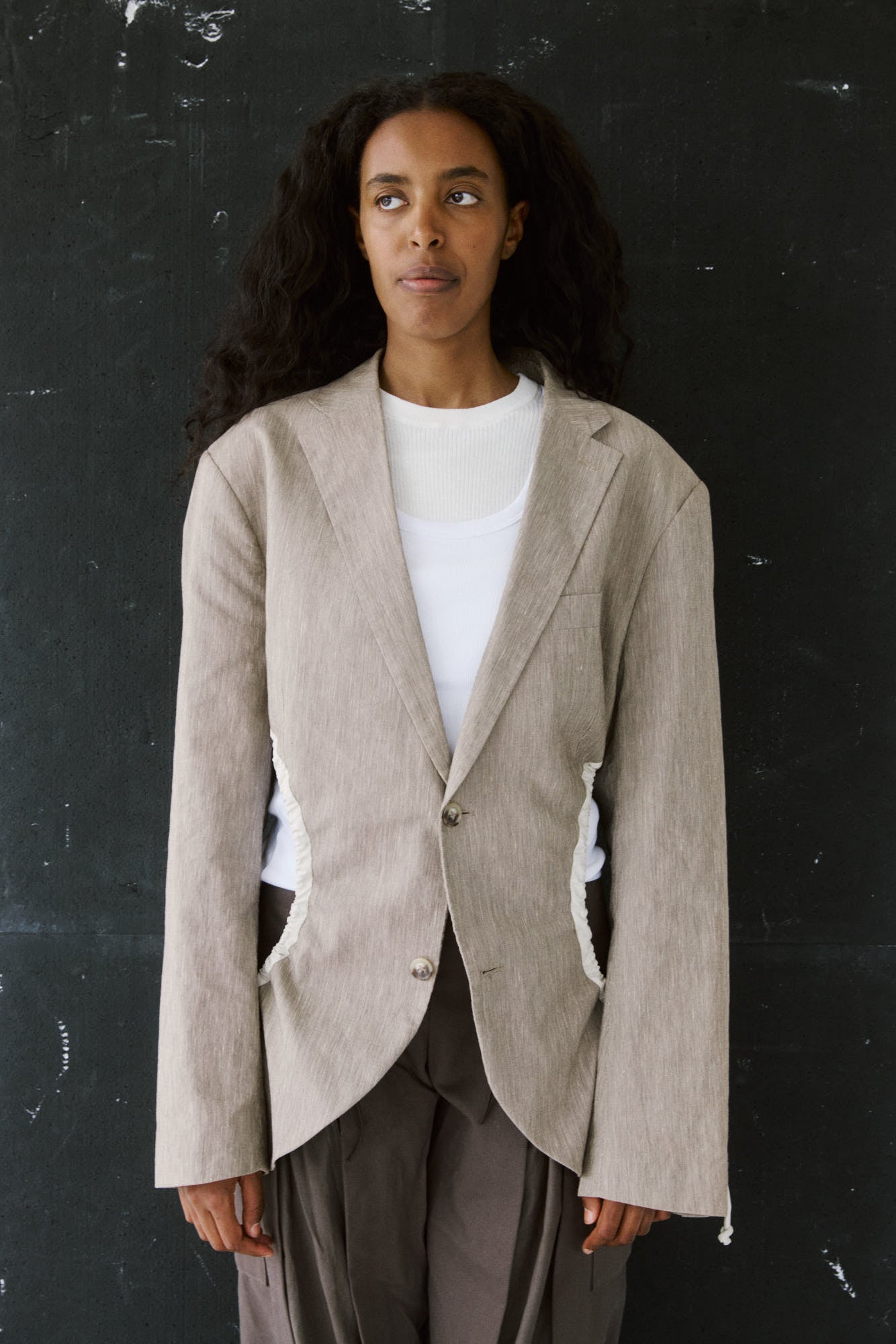 Liz Tailored Jacket – Beige Linen