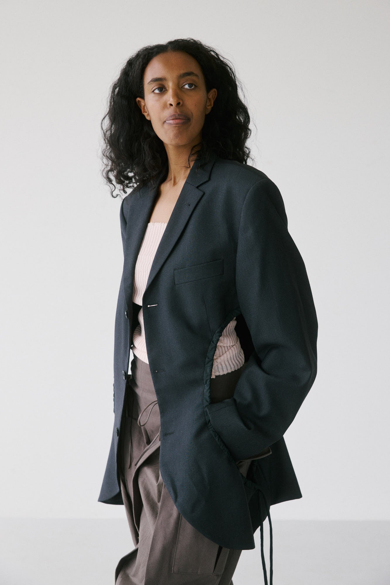 Liz Tailored Jacket – Charcoal/Black