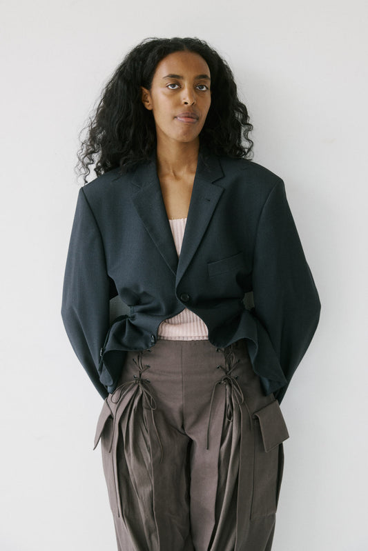 Liz Tailored Jacket – Charcoal/Black