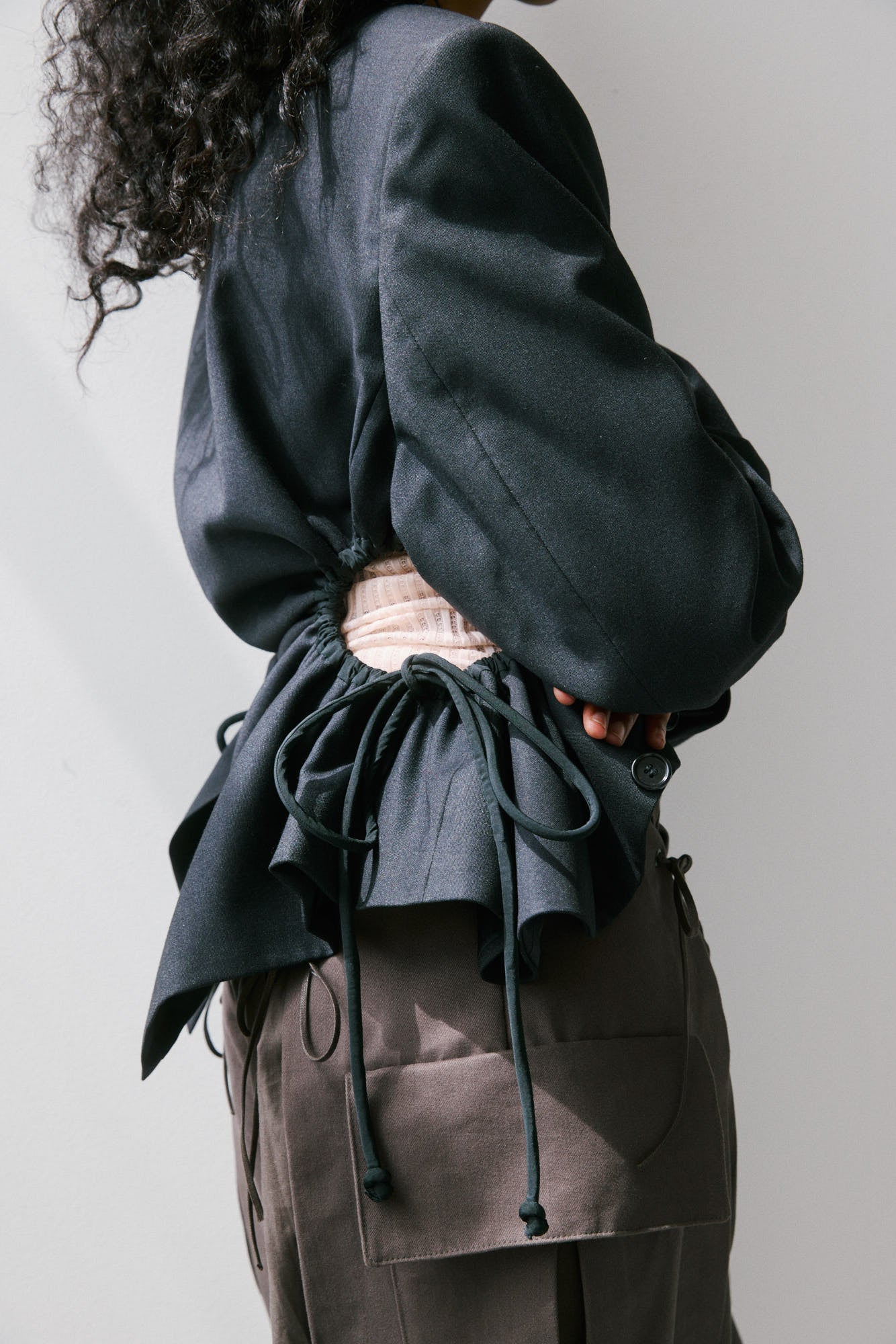 Liz Tailored Jacket – Charcoal/Black